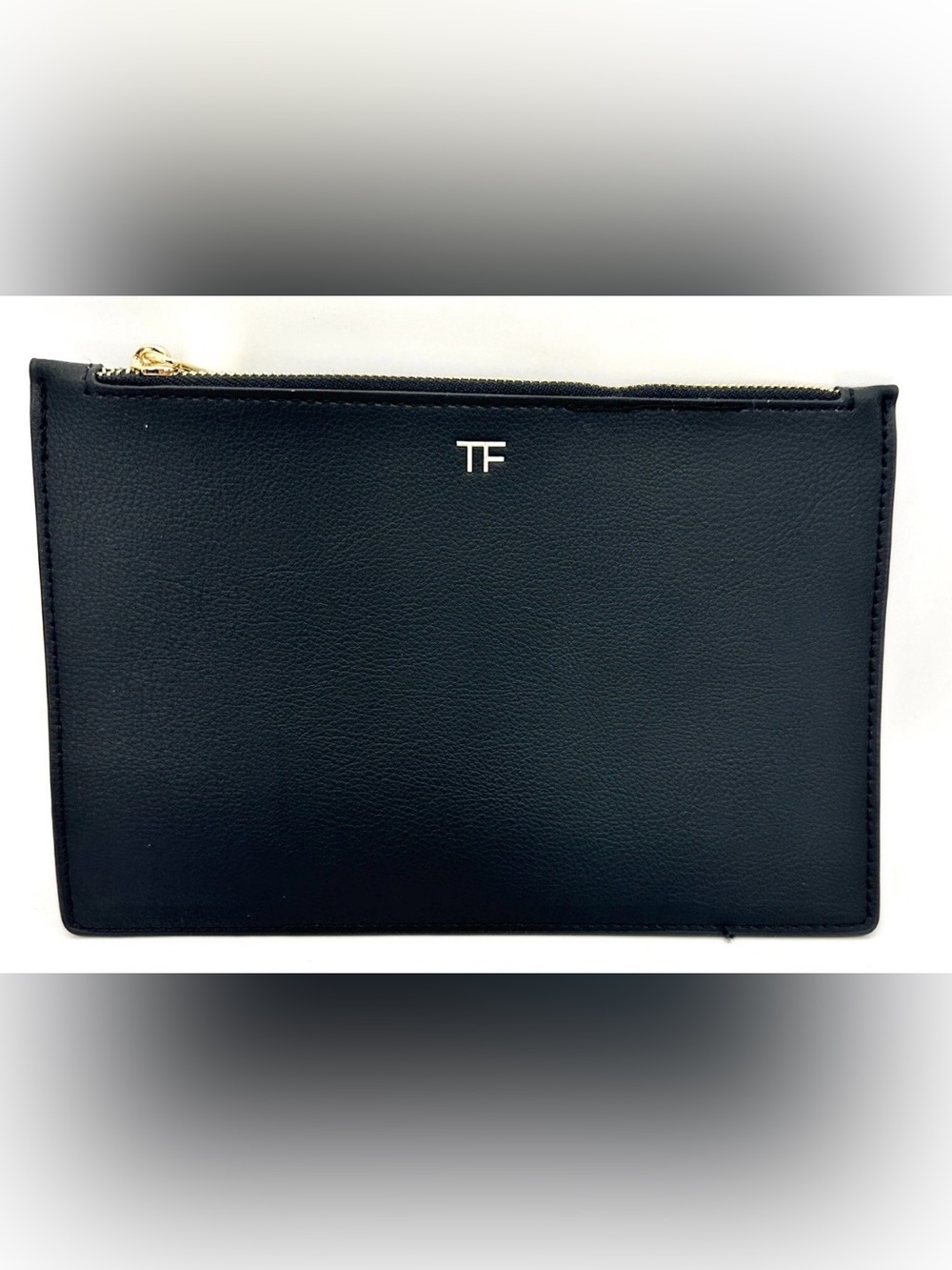 Tom Ford Black Leather TF Logo Pouch